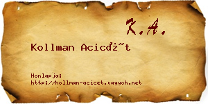 Kollman Acicét névjegykártya